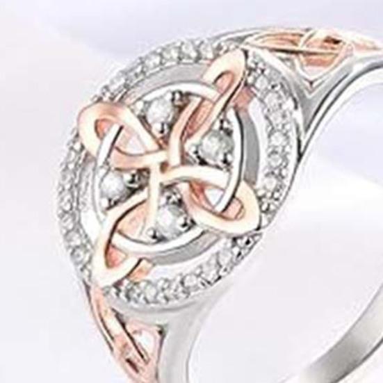 Женское кольцо на палец Дизайн «Ведьмин узел» Двухцветное кольцо Женское Духовный комфорт Защита от негативной энергии