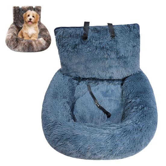 Автокресло для собак Дорожная лежанка для собак с ремнями безопасности Плюшевое пушистое сиденье для питомца с нескользящей подкладкой Съемная моющаяся подушка для маленьких и больших собак