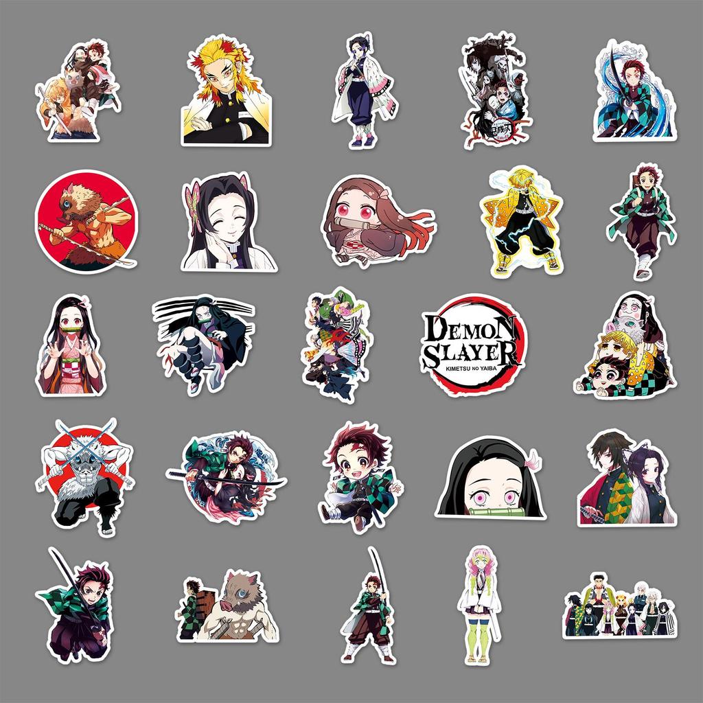 50 Demon Slayer Graffiti Stickers for Suitcases, Laptops & Cars - Trendy Design