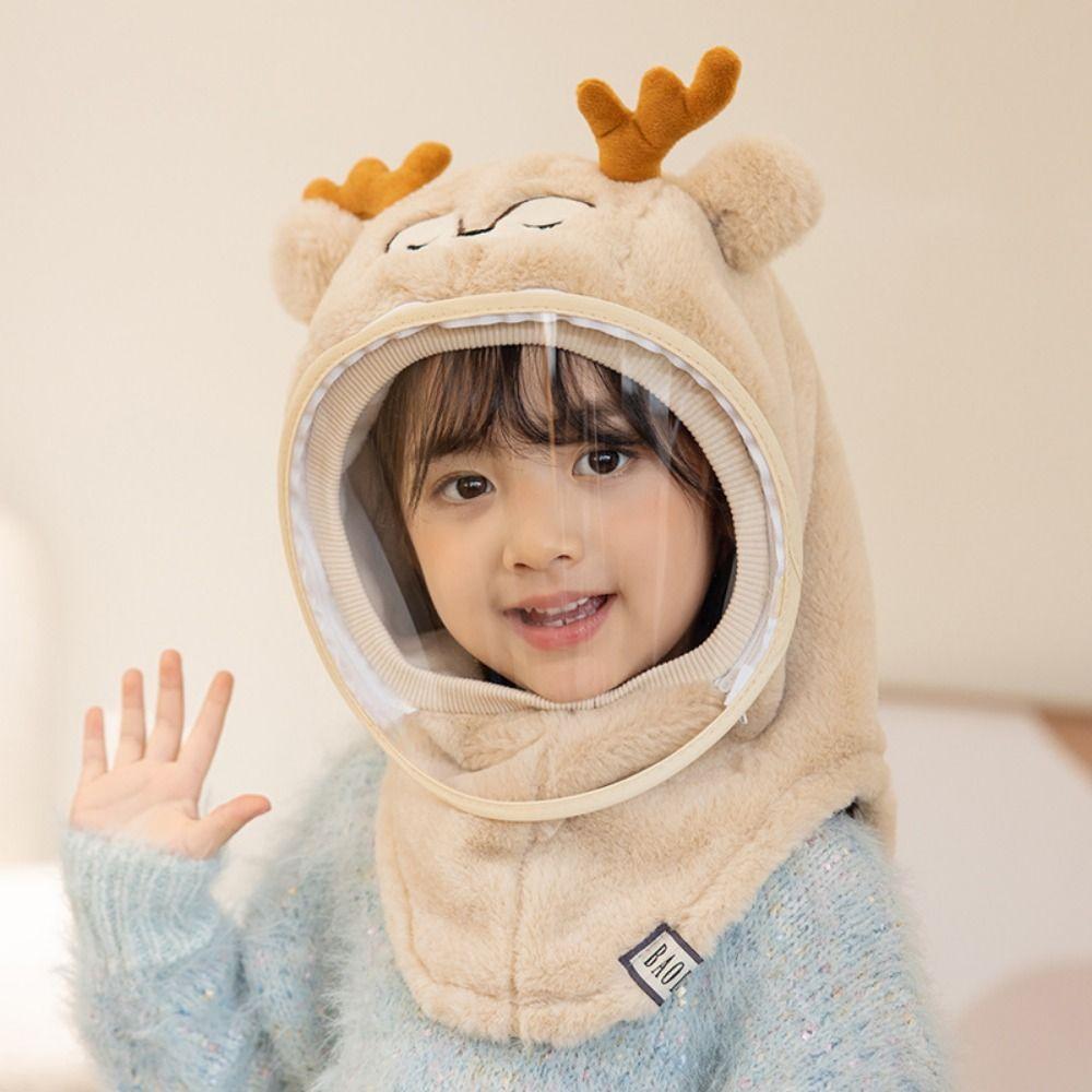 Cartoon Kids Mask Integrated Hat Warm Shawls Winter All-in-one Caps Cute Children's Hats Autumn