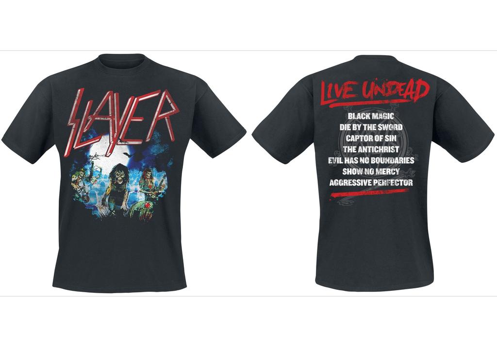 Slayer Double-Sided Pentagram Demon Print Cotton T-shirt Men Women Band Unisex Casual Tee