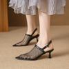 2024 Новые модные женские босоножки на высоком каблуке из натуральной кожи, туфли для вечеринок, женские туфли на каблуке-рюмочке, выпускные туфли-лодочки, офисная обувь