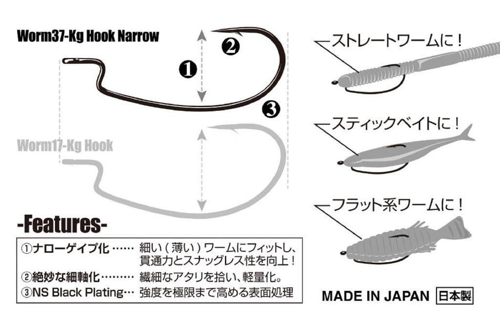 Decoy Worm 37KG Narrow Gap Worm Hooks Size 5/0 (3032)