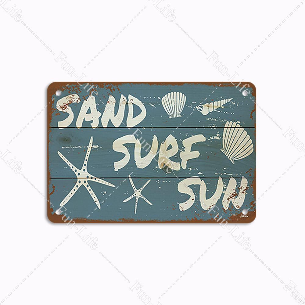 Пляжная жестяная вывеска, бар, паб, кафе, магазин, настенное украшение для серфинга, винтажная металлическая художественная наклейка, плакат, домашний декор, железная пластина 20x30 см