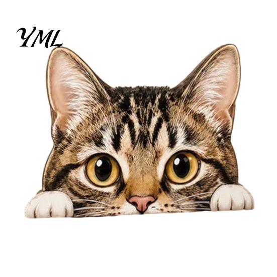 Cute Cat Theme Room Decor Shelf Sitter Ornament, Wooden Peeking Kitten Figurine, Desk 2D Flat Decorative Statue for Desktops And Bookshelves