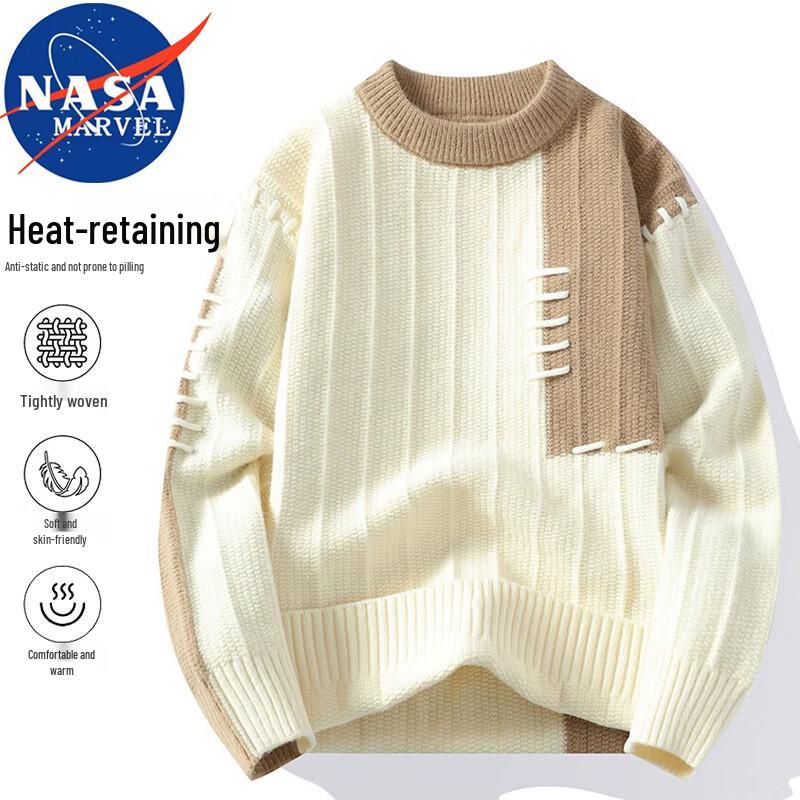 NASA MARVEL Men's Loose-fit Color-block Pullover Sweater