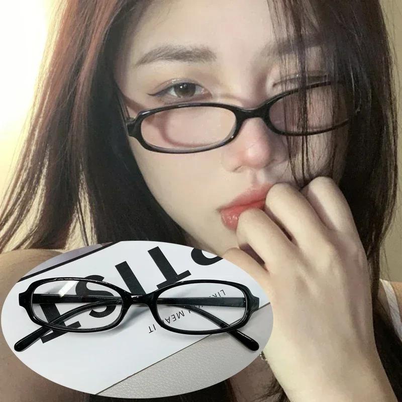 Женские ретро овальные очки Y2K японские и корейские девушки красная зеленая оправа стекло очки декоративные компьютерные очки с защитой от синего света