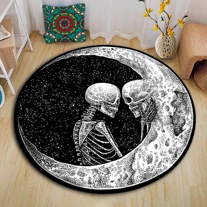 Круглый ковер с изображением кота, сатанинская кошка, коза, пронзенный трон, спальня, атеист, бытовой коврик для ванной, черный ковер, украшение для гостиной, дома
