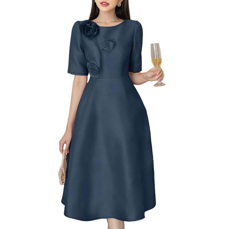 ZANZEA Women Summer Casual 3D Flower Splice Short Sleeve Dress