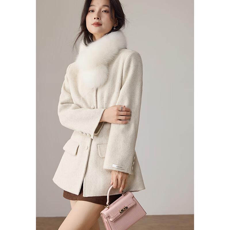 VICTORIA&VERA Женское короткое пальто из смесовой шерсти с воротником из лисьего меха