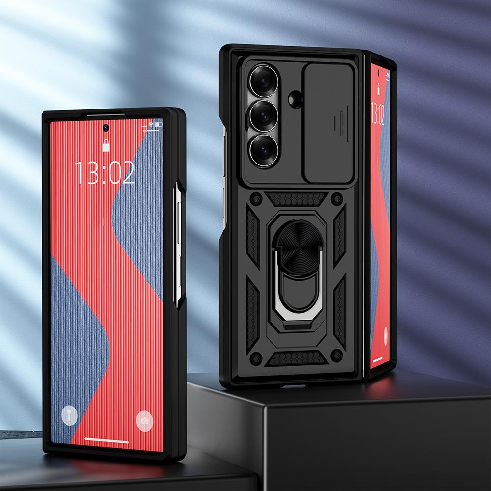 KEYSION Противоударный чехол для Samsung Z Fold 7 6 5 со сдвижной защитой камеры, кольцом-подставкой, задняя крышка для телефона Galaxy Z Fold 5 6 7 5G