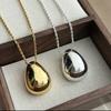 French Retro Design Egg-Shaped Water Drop Pendant Necklace Minimalist Premium Cold Wind Silver Egg Sweater Chain