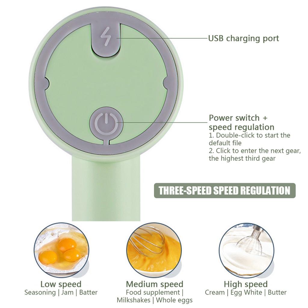 20W Electric Hand Baking Mixer Wireless Stainless Steel Egg Beater Mini Electric Whisk Mixer Household Handheld Whisk Stand Cake