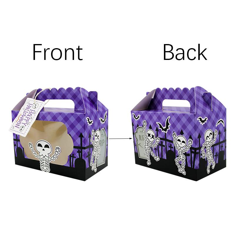 12PCS Halloween Party Trick or Treat Paper Goodie Candy Bags with Window, 4 Design Mix