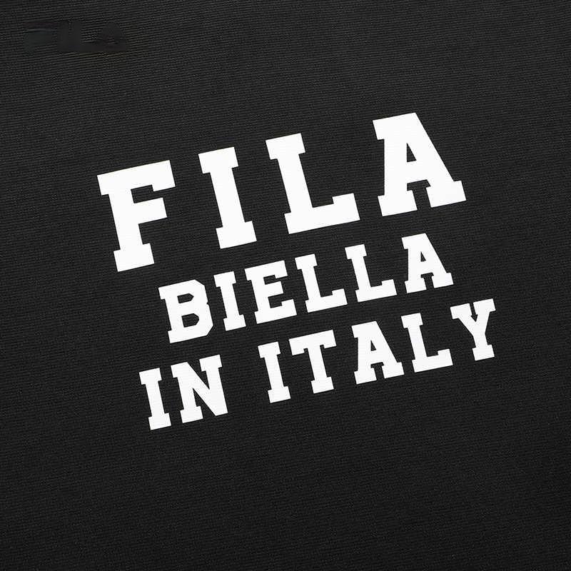 Fila Mihara Yasuhiro Коллаборация Футболка с принтом букв, имитация двухслойности, свободная, повседневная, с круглым вырезом, длинным рукавом, мужская, топы, черная F11M213212F-BK