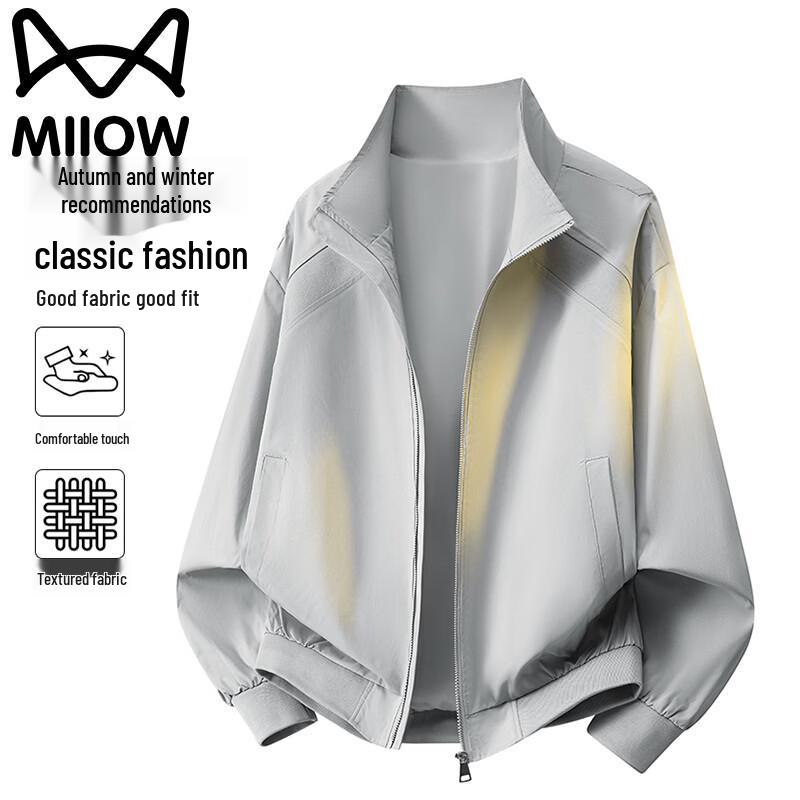 MiiOW Men's American-Style Stand-Collar Casual Jacket