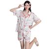 Casual Pajamas Women's Summer Thin Girl's Home Lapel Cardigan Two-piece Set Fashion Pyjamas Women Homewear