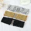 Cinch Sequin Wide Elastic Belt Belly Waist Band Metal Buckle Waistband Ladies Dress Cummerbands