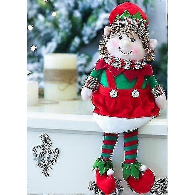 Christmas fabric elf doll with long legs, Christmas decoration, green