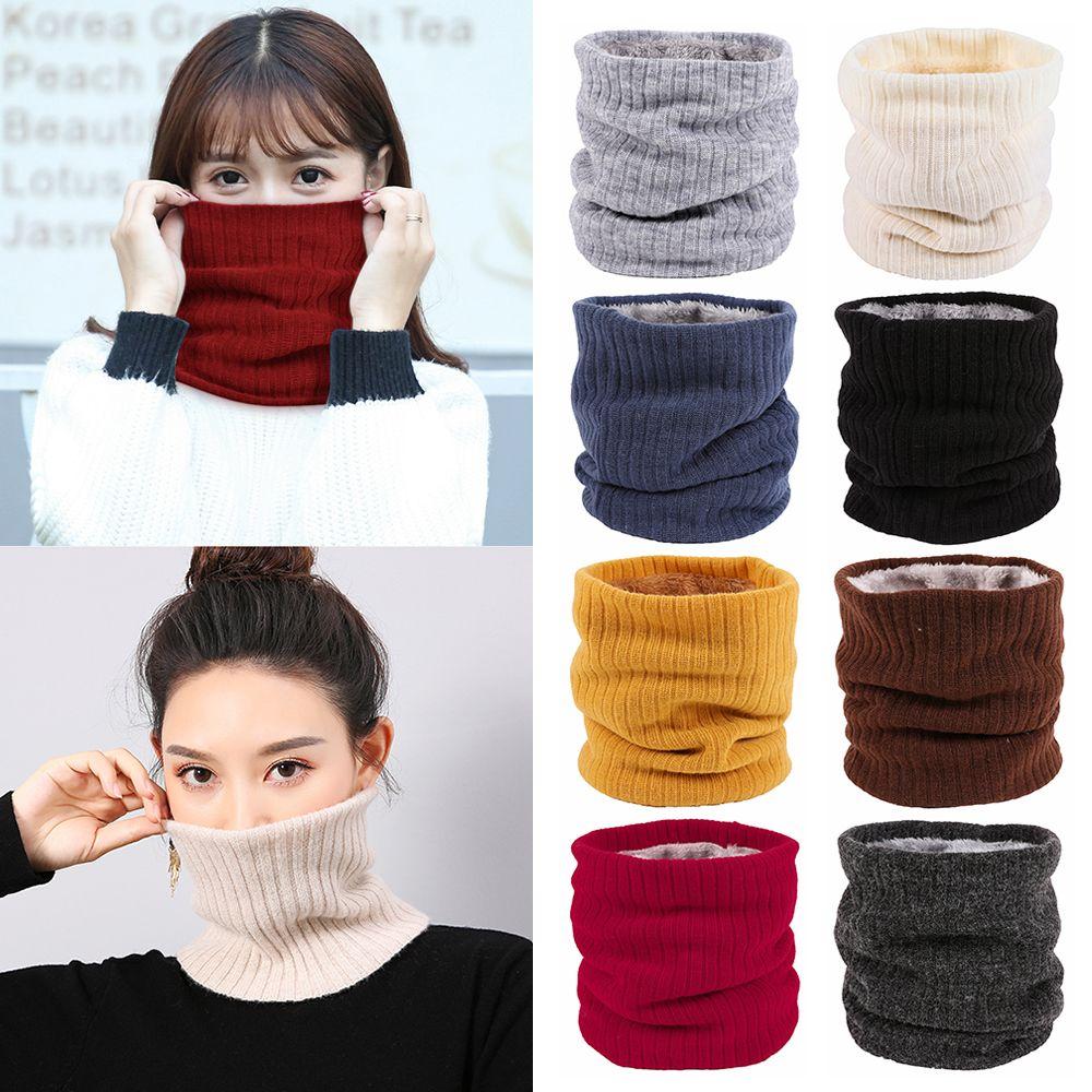 Windproof Collar Scarf Neck Warmer Winter Neck Gaiter Fleece Lined Scarf Circle Loop Scarves