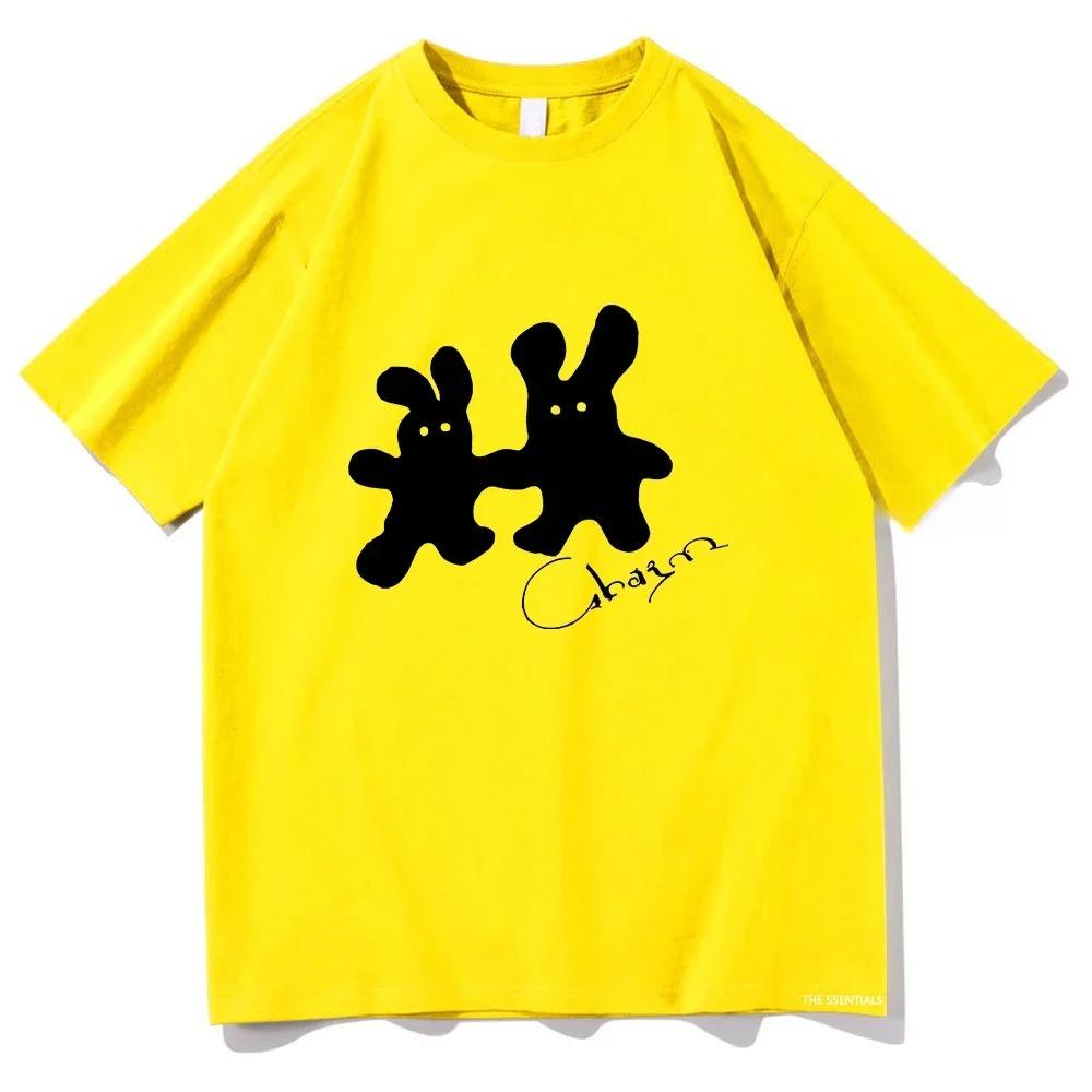 Cute rabbit silhouette print pattern casual versatile short sleeved round neck Womens Tshirt suitable for all seasons