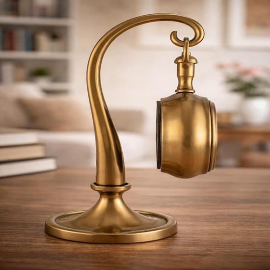 Brass Hanging Desk Clock, Antique Style Steampunk Decor, Retro Office Timepiece