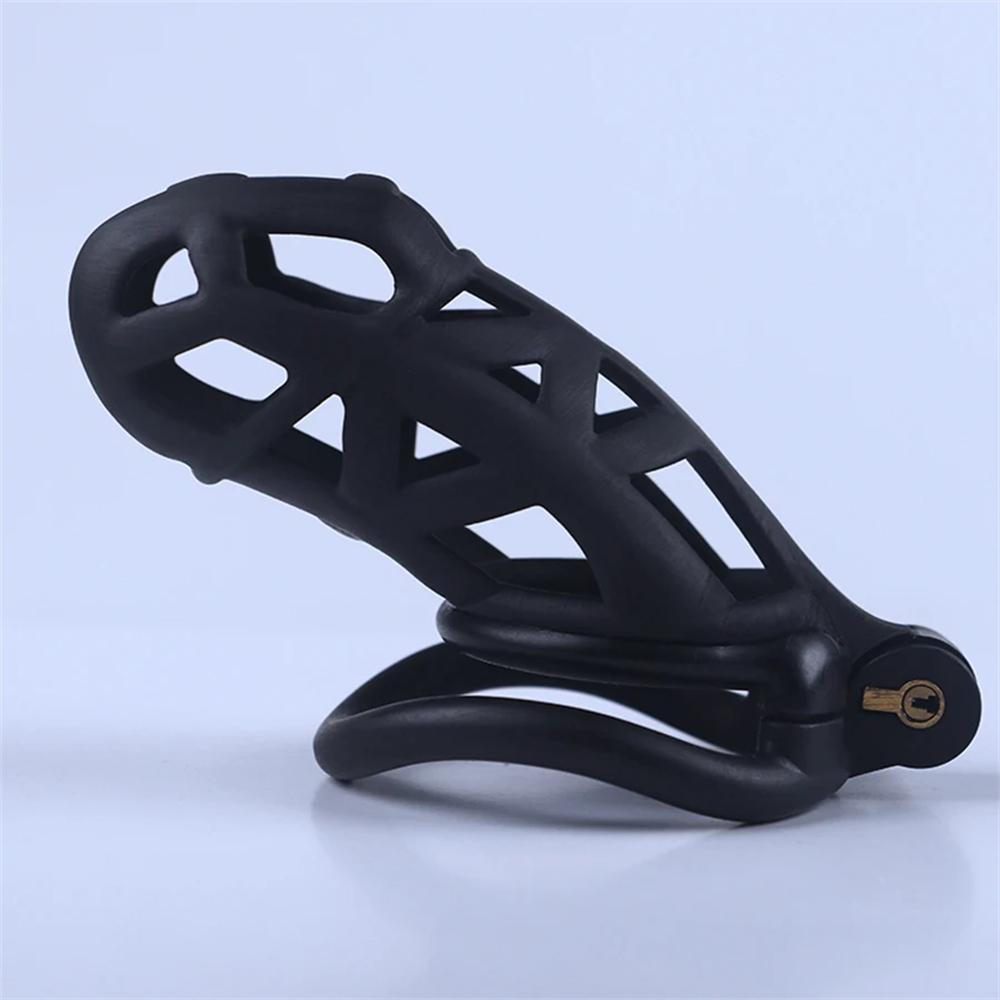 Мужской замок целомудрия целомудренный сосуд черный свет ПВХ пенис кольцо защелкивающееся кольцо многоразмерная клетка SM секс-игрушки BDSM