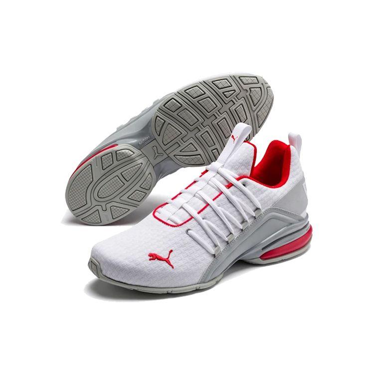 Puma Мужские белые высокие кроссовки Axelion Block Red Low Top для бега с высоким риском 193148-02
