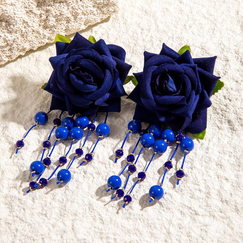 Летняя мода, новые серьги с имитацией цветка Dorp, ювелирные изделия из розового цветка, пляжные аксессуары для женщин, вечеринок, свадебных аксессуаров