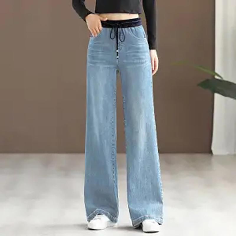 Женские эластичные прямые джинсы с высокой талией, мешковатые, широкие, джинсовые брюки, весна-осень, повседневные, винтажные