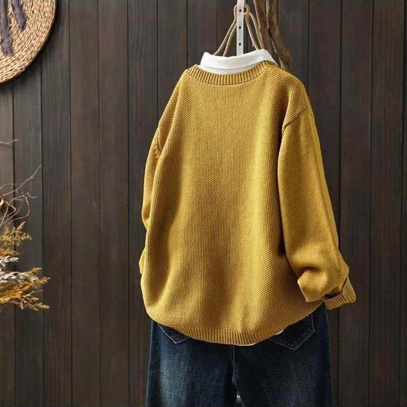 Вязаный кардиган-жакет для женщин на осень, ретро и художественный, свободный свитер-кардиган, повседневный свитер-жакет с длинным рукавом