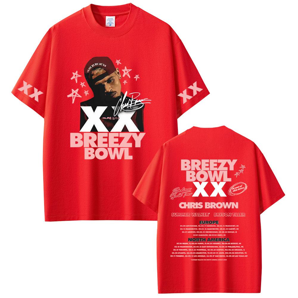 Rapper Chris Brown Breezy Bowl XX Tour 2025 T Shirts Unisex Women Clothing Hip Hop Pop Music Tshirt Casual Cotton Vintage Tshirts