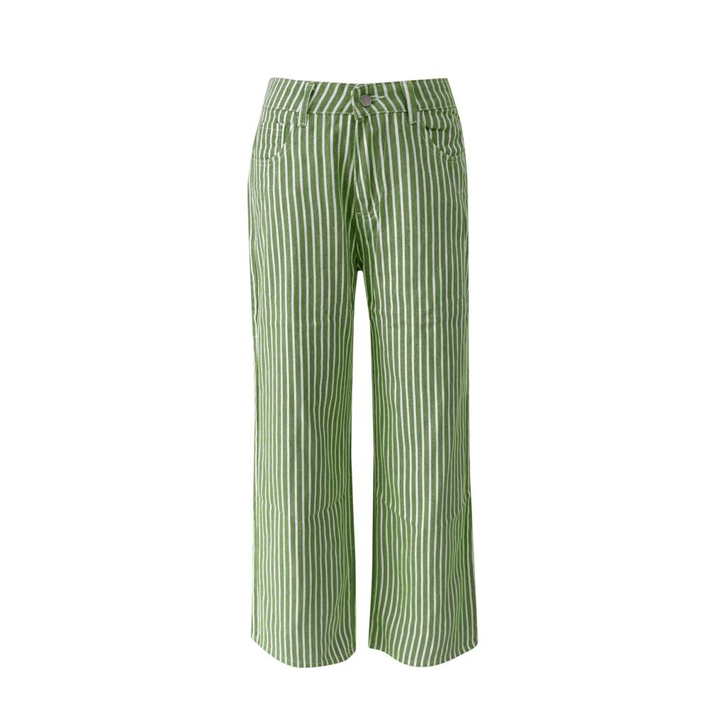 Женские модные повседневные джинсы в полоску, широкие, прямые, с микро-вырезом