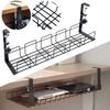Undertable Storage Rack Metal Computer Desk Wire Organizer No Drill Under Desk Cable Management Tray Home Storage Accessories