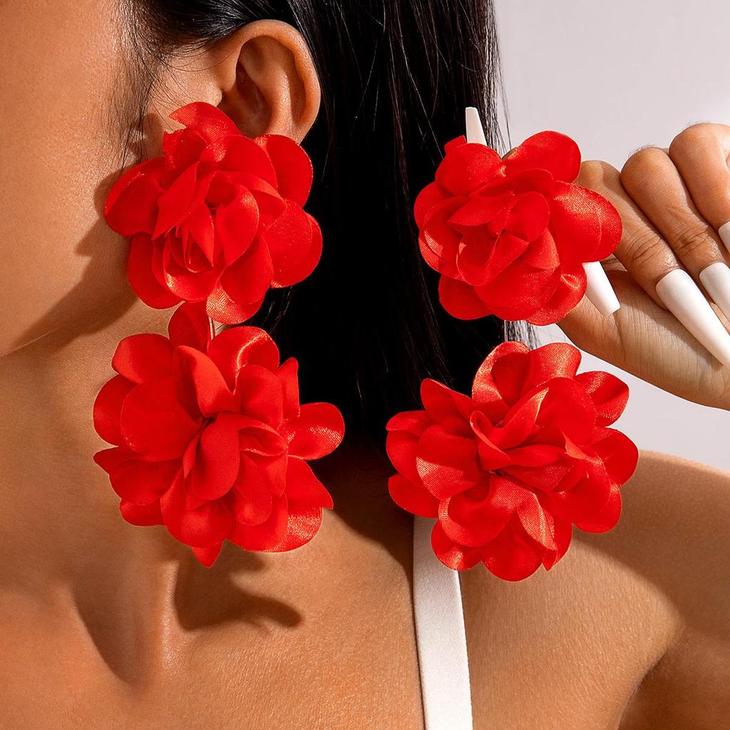2 шт. европейские модные полихромные имитационные 3D-цветочные висячие серьги-гвоздики для женщин и девочек, свежие большие цветочные праздничные украшения для вечеринок