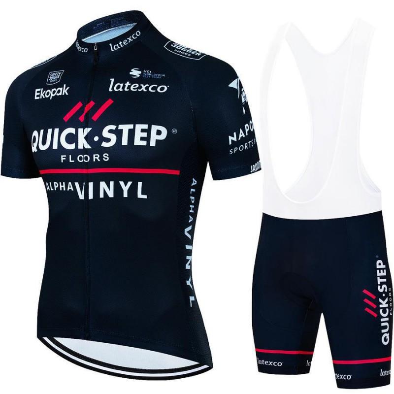 Quick Step Team Cycling Jersey Bib Shorts Set Men Women Breathable Ride Wear