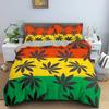 Комплект постельного белья King/Queen с листьями клена, психоделический пододеяльник с листьями марихуаны, красочные полоски, 2/3 предмета, полиэстеровый пододеяльник