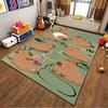 Cartoon Capybara Pattern Carpet, Green Background Kids Room Rug Suitable for use as an anti-slip for living room bedroom sofas