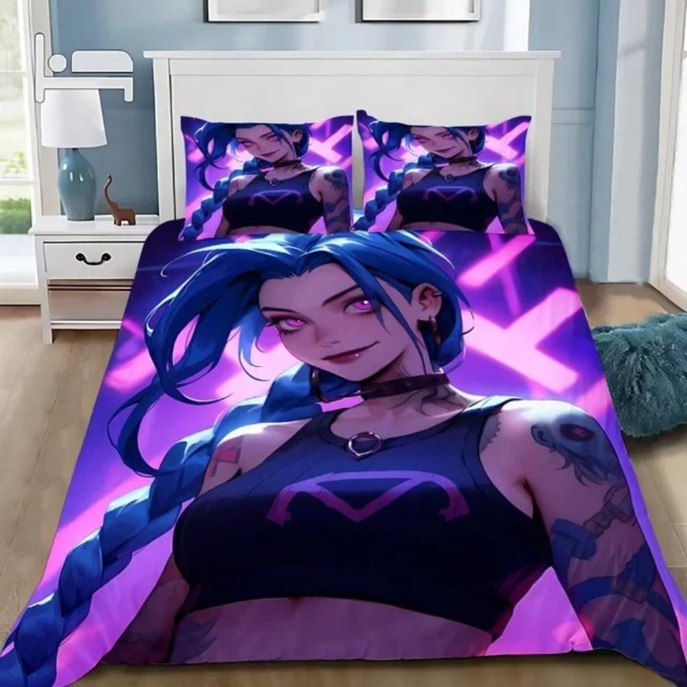 Anime 3D Print Arcane Down duvet cover pillowcase LOL Jinx Adult Boy Girl Bedroom Decoration Single Double Size Bed size