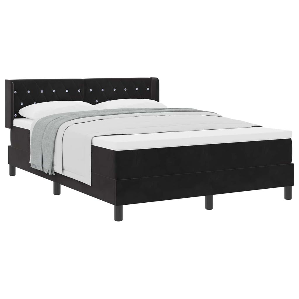 Boxspring Bed with Headboard Black 200 x 140 cm Velvet