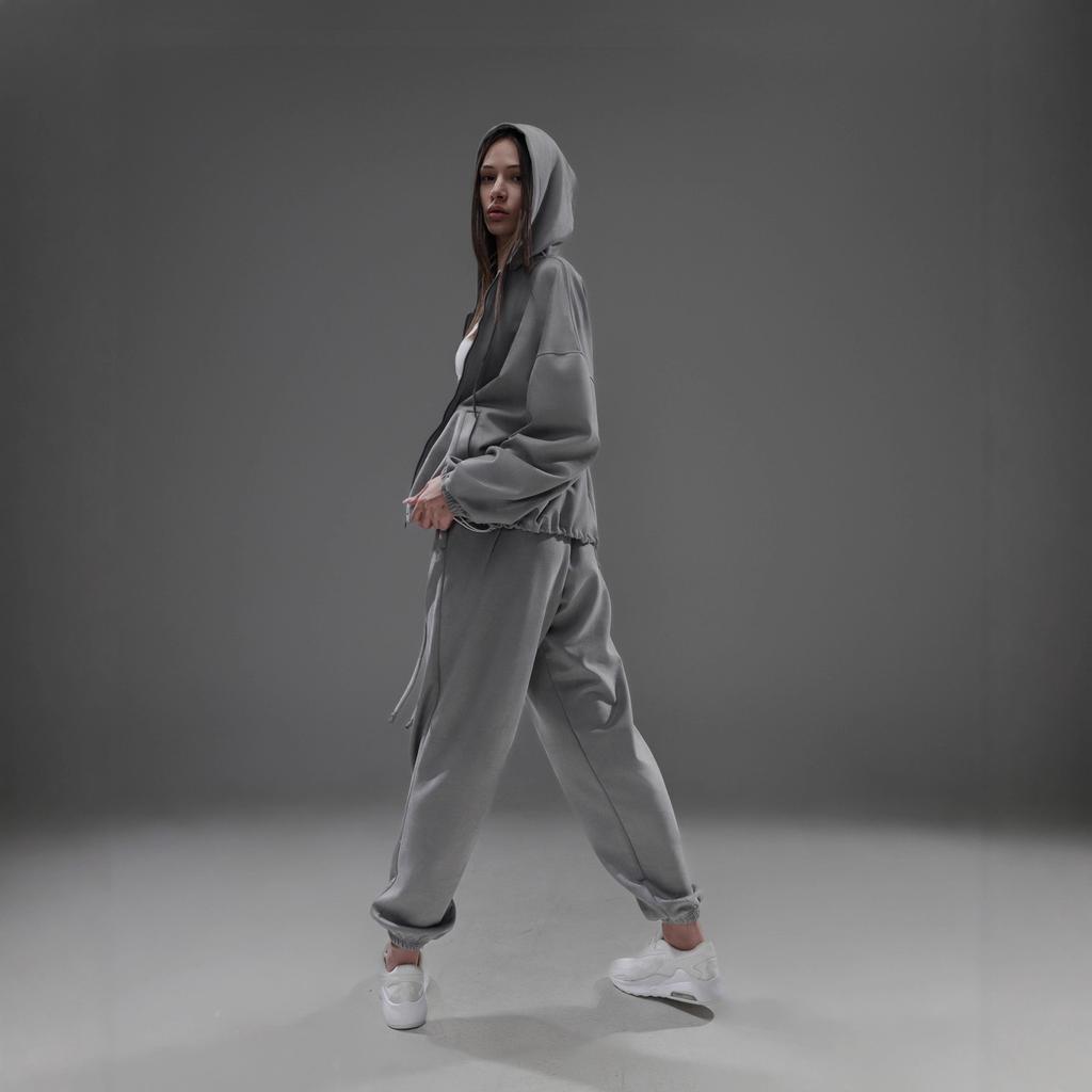 Новый 1116 модный повседневный женский костюм однотонная куртка с капюшоном на молнии и завязками брюки на шнурках