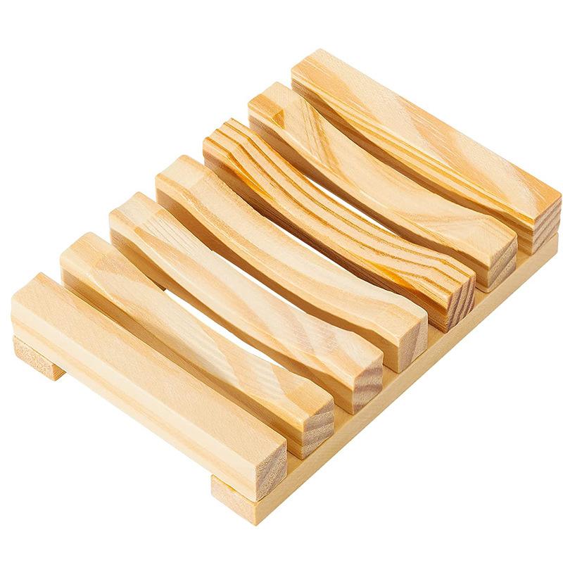 1PCS Wooden Natural Bamboo Soap Dishes Tray Holder Storage Soap Rack Plate Box Container Portable Bathroom Soap Dish Storage Box