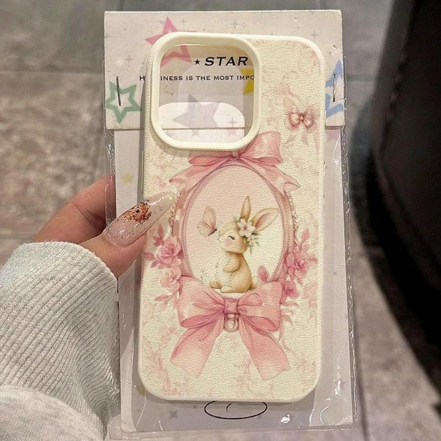Элегантный милый чехол-кролик с бантом для Samsung S25 S24 S23 Ultra FE A56 A55 A53 A54 A34 A16 A35 A36 A26 A05S A06 A07 A15 A17