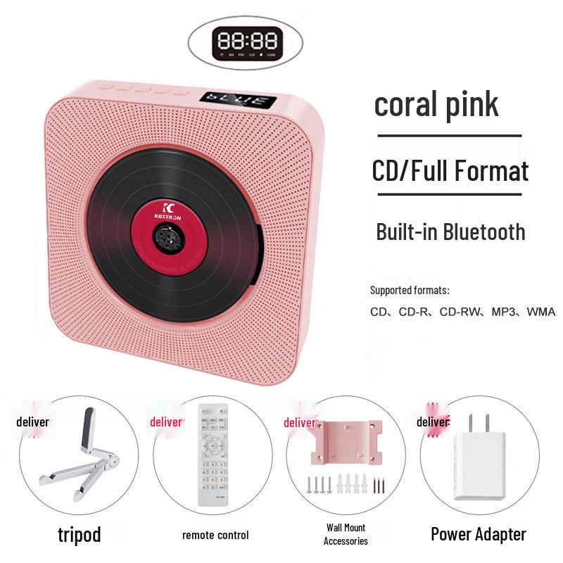 Wall-Mounted Bluetooth CD Player & Radio with Timer and Alarm Clock.