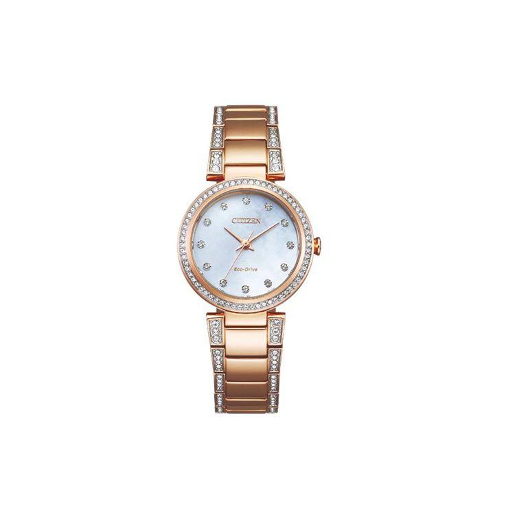 Citizen Eco-Drive Series Waterproof Fashion Crystal Inlay Solar Quartz Movement Stainless Steel Strap Watch Women watches Blue EM0843-51D