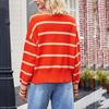 Женский свитер Модный пэчворк Полосатый лацкан Мешковатый свитер большого размера с длинными рукавами