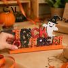 Праздничный настольный дисплей, деревянное украшение на Хэллоуин, Trick or Treat/Boo/Happy, настольное украшение для создания атмосферы с привидением и волшебником