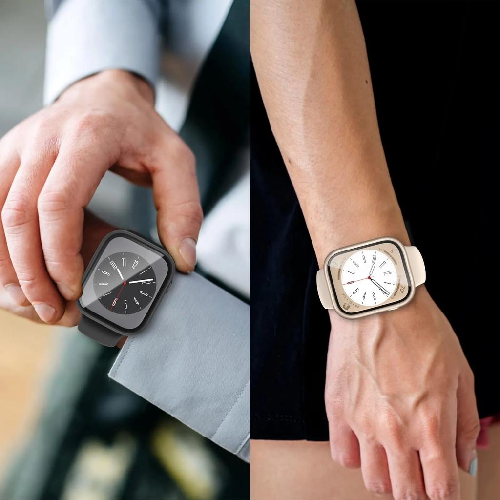 Tempered glass+Case for Apple Watch 10 11 46mm 44mm 45mm 41mm 40mm 42mm Screen Protector iwatch series 9 8 7 6 SE 3 Accessories