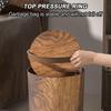 Wood Grain Garbage Can with Swing Lid Wood Grain Kitchen Trash Can Wastebasket Retro Waste Paper Rubbish Trashcan for Bedroom