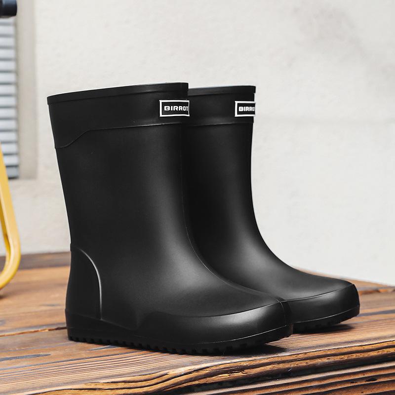 Fashion Men's Mid Calf Rain Boots Waterproof Rubber Shoes for Fishing Husband Galoshes Garden Work Kitchen Shoes Man Rainshoes Footwear